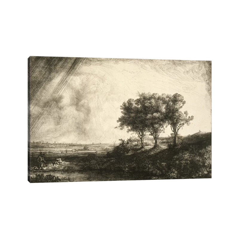 23.K5-292 Les trois arbres - Estampe numérique sur toile tendue avec châssis