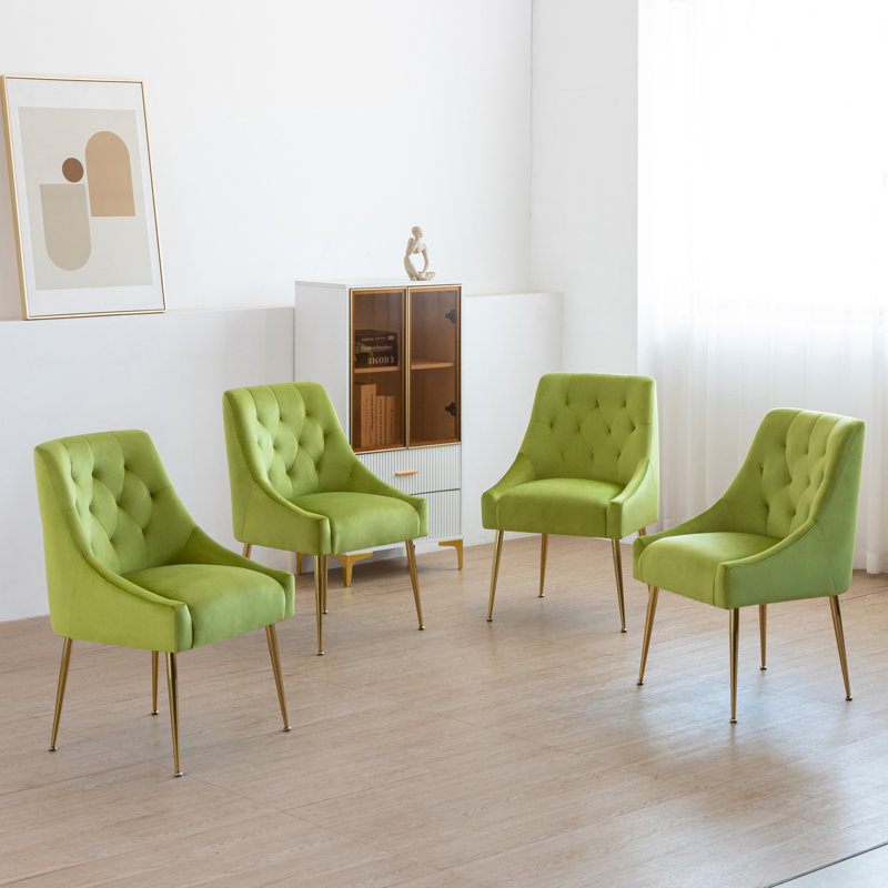 Briana 90.32cm H Upholstered Upholstered Back Side Chair, Olive Green
