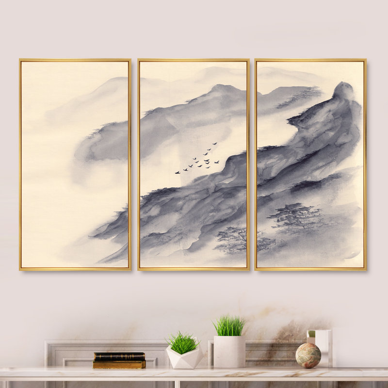 3 pièces, cadre flottant, impression sur toile, Cadre doré, L 36 po x H 20 po