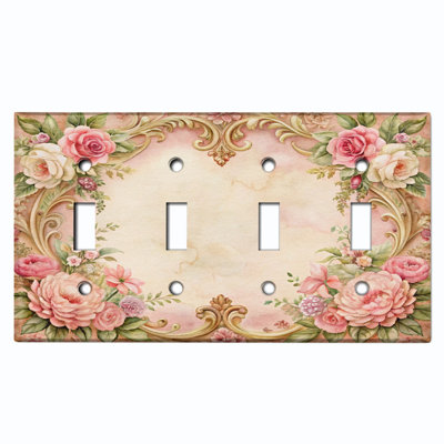 Couvercle de plaque d'interrupteur en métal; Bascule à 4 bandes US standard - cadre rose rétro
