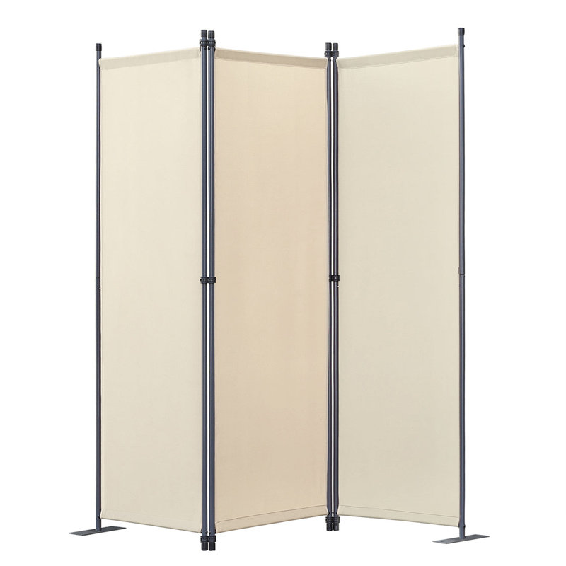 168cm W x 165cm H 3 - Panel Metal Folding Room Divider, Beige
