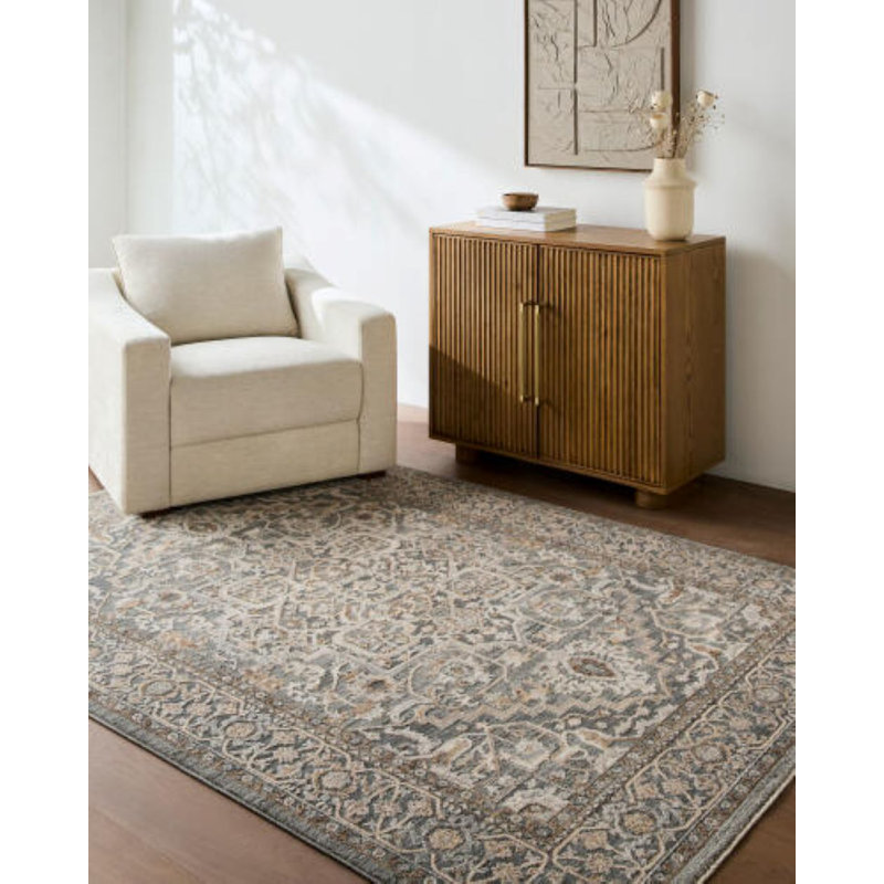 Tapis tissé à la machine Farshad, Rectangle 11 pi 12 po x 14 pi 12 po, Gris ardoise