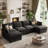 116.5" U Shaped Modular Sofa, Comfy Sectional Couch with Moveable Ottoman for Living Room-999961995