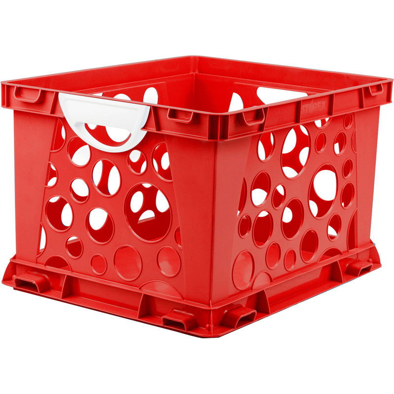 Casier de classe empilable cube Crate, Rouge, H 10,75 po x l 16,5 po x P 13,5 po