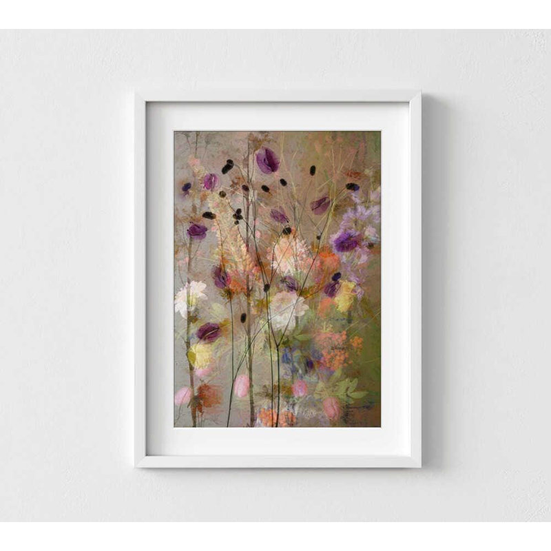 «Wildflower Meadow», reproduction d'art botanique, Impression encadrée avec passe-partout, H 10 po x l 8 po, Blanc