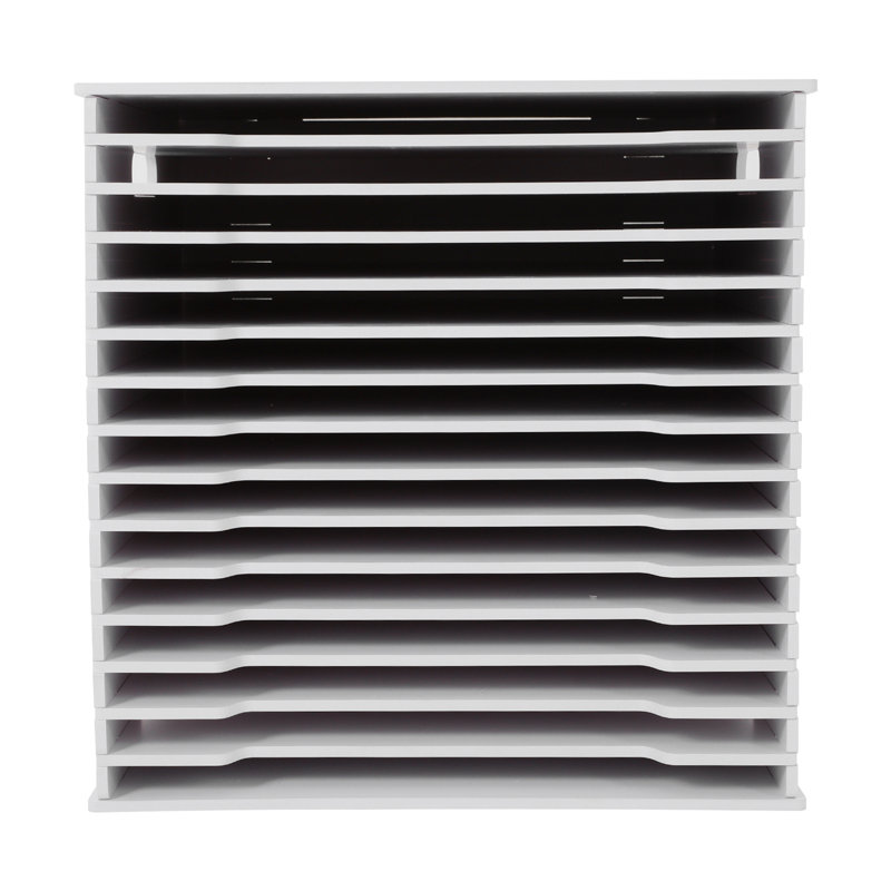 Classeur vertical de documents à 15 emplacements 12x12 po, porte-revues en PVC robuste pour bureau personnel, bibliothèque et salle de bricolage, capacité de 33 lb, blanc