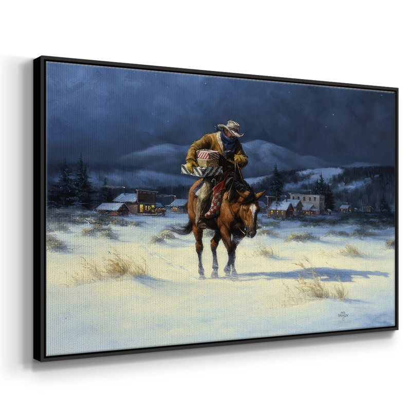 Ramener Noël à la maison, Papier avec cadre noir, H 17 po x l 25 po x P 1,5 po