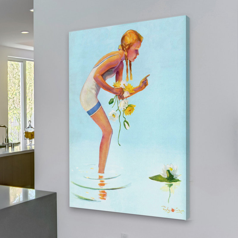 Girl With Flowers - Painting on Canvas, 45cm H x 30cm W
