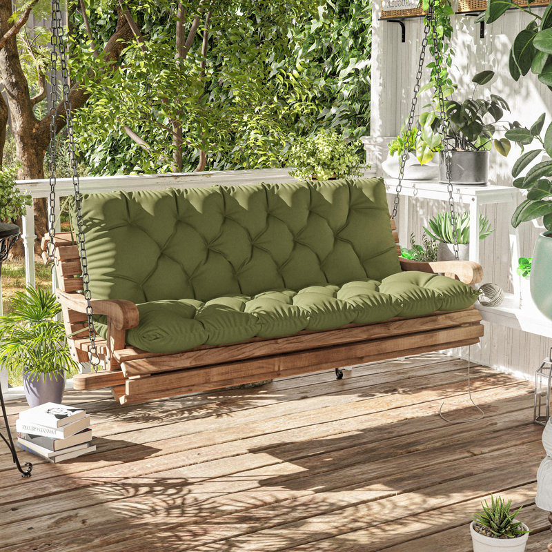 Coussin de banc d'extérieur Wynee, L 59,5 po x P 20 po, Vert clair