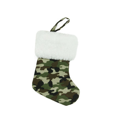 Mini chaussette de Noël 7 po avec camouflage blanc