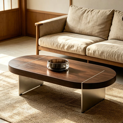Simplicity Wooden Coffee Table with Acrylic Legs