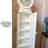 French country-style white storage floor clock