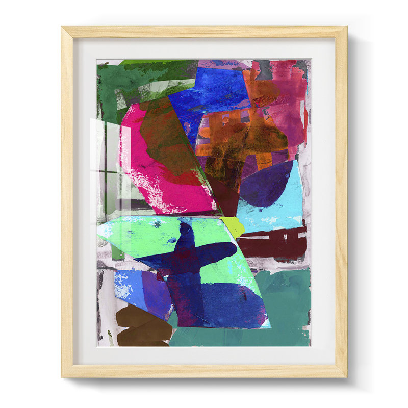 Brights Strokes III, reproduction encadrée, Blanc, Papier avec cadre naturel
