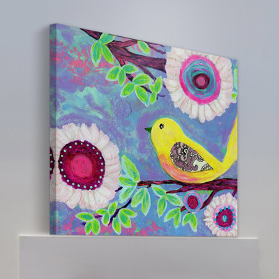 'Bird On Branch' by Jill Lambert Print on Wrapped Canvas