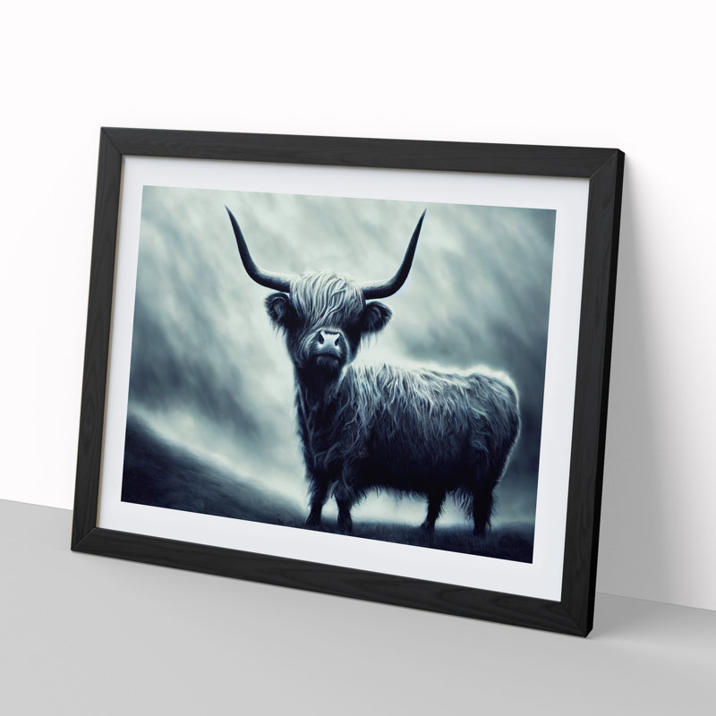 Magical Highland Cow - Single Picture Frame Print, Black, 34cm H x 46cm W x 2cm D