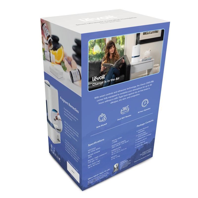 Levoit 4L White and Blue Smart Ultrasonic Cool Mist Humidifier