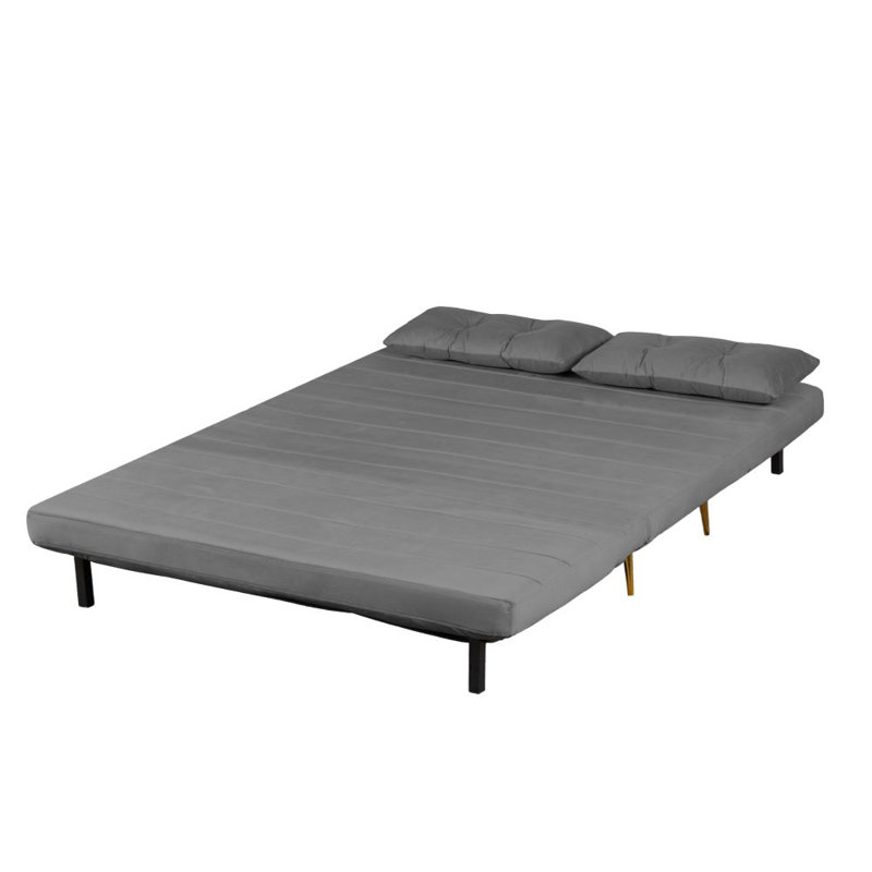 Guille 2 Seater Sofa Bed, Grey Velvet, 79cm H x 146cm W x 81cm D