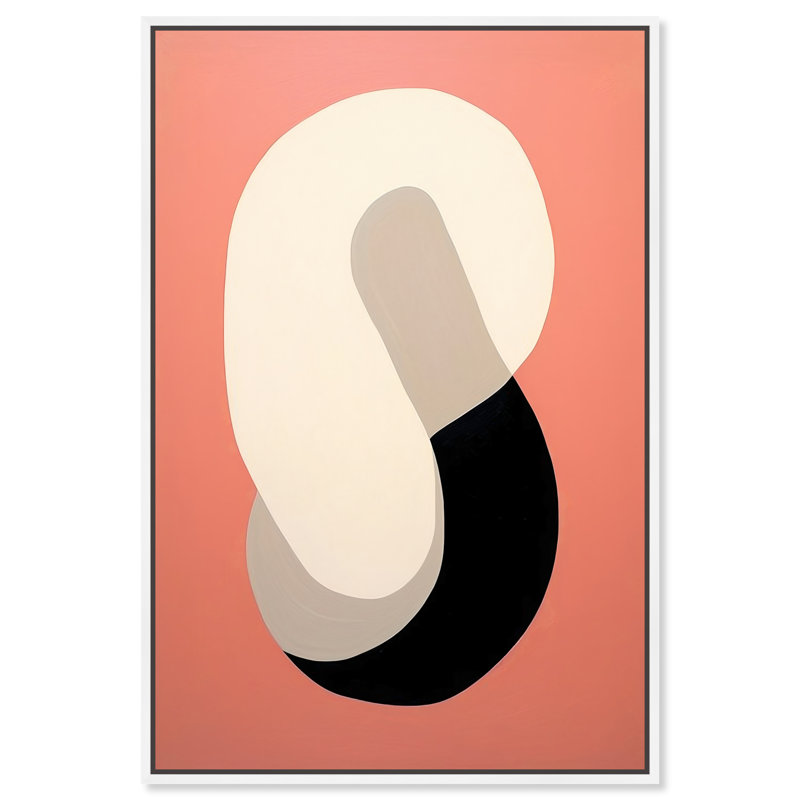 «Ear Hoop Abstract Shapes», art mural tendance par Art Remedy, H 37 po x l 25 po, Cadre blanc