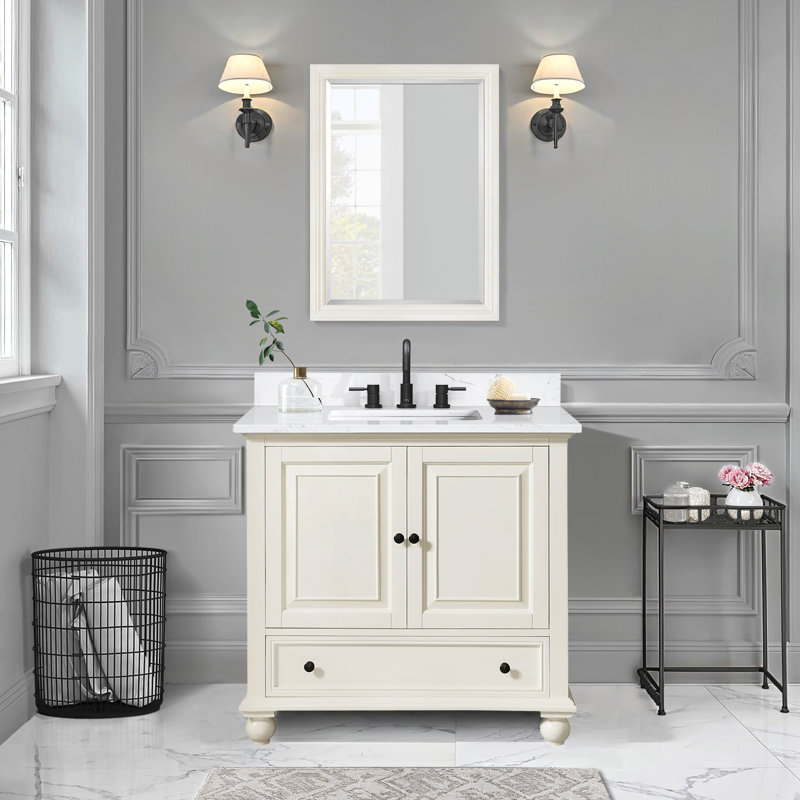 Ensemble de meuble-lavabo simple 37 po Samoset, Blanc français, Blanc cala