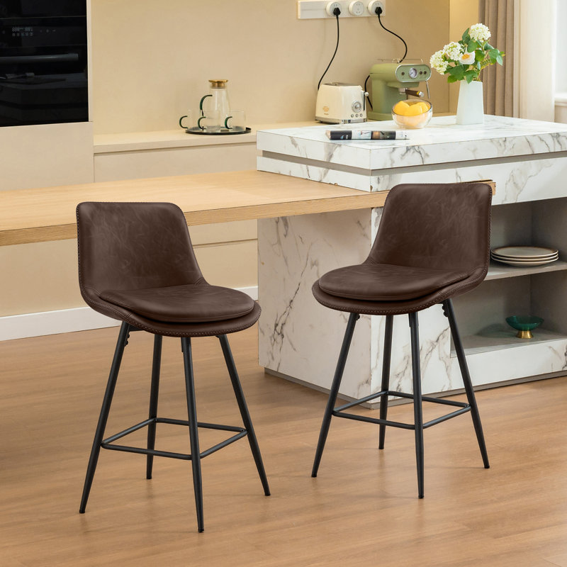 Tabouret de comptoir Janayshia, Tanné, Ensemble de 2, Tabouret de comptoir (siège d'une hauteur de 26 p