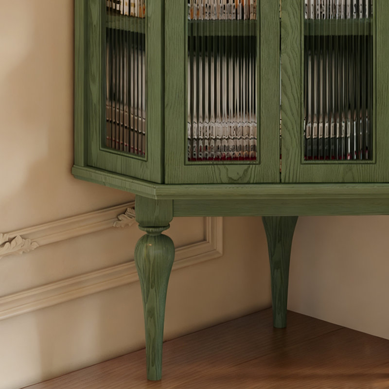 Armoire de coin en bois massif vert