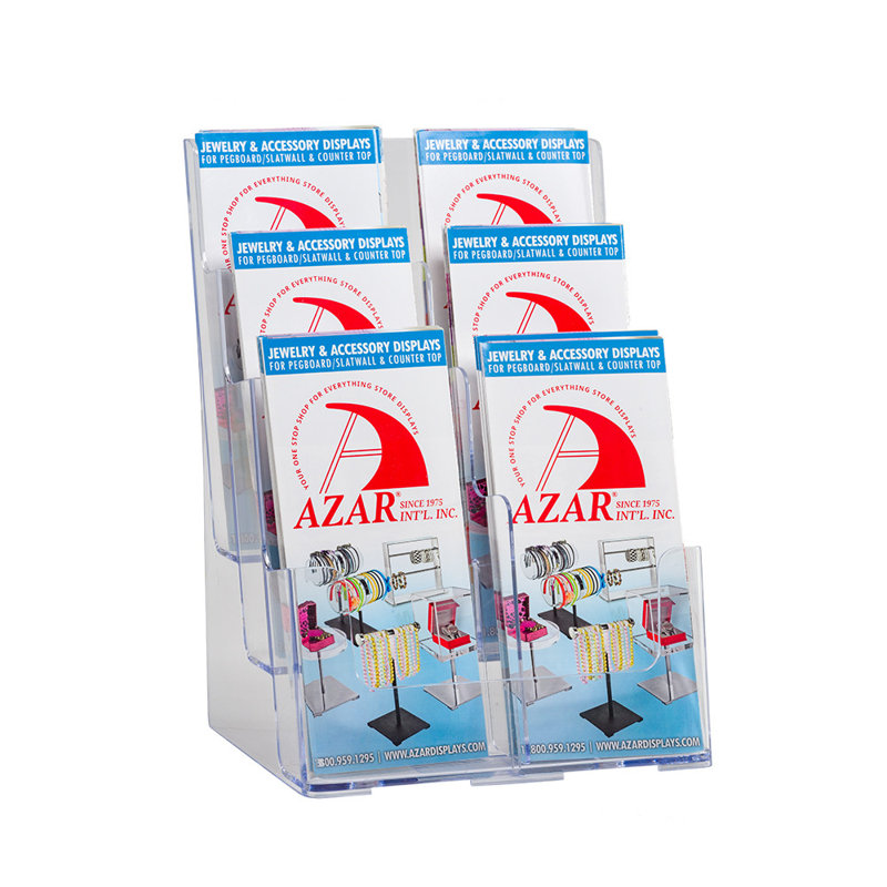 Three-Tier Six-Pocket Trifold Brochure Holder (Removable Divider)