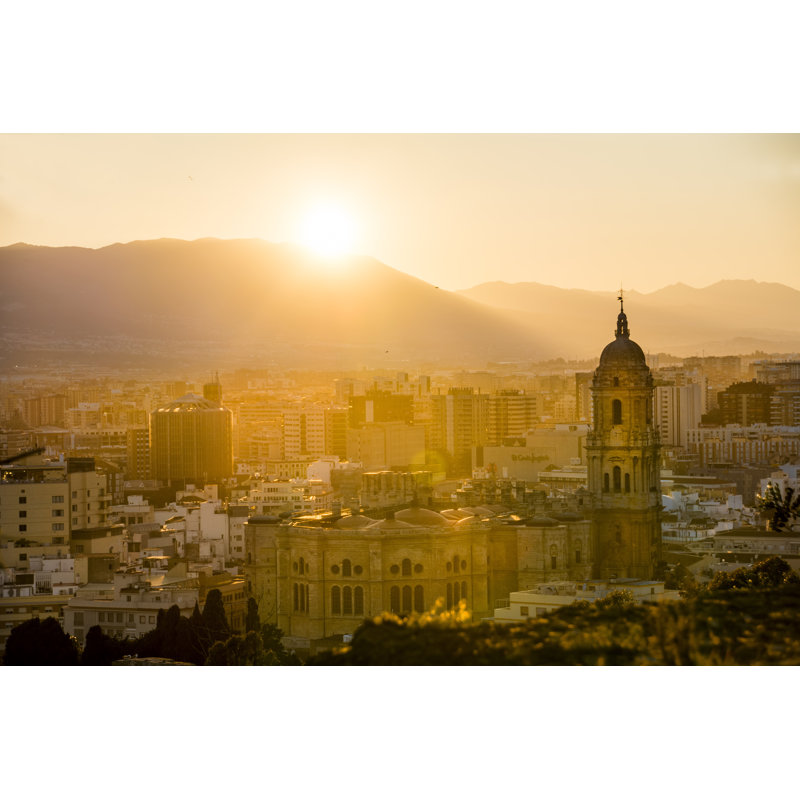 Malaga Cathedral At Sunset by PhilDarby - Wrapped Canvas Print, 30cm H x 46cm W
