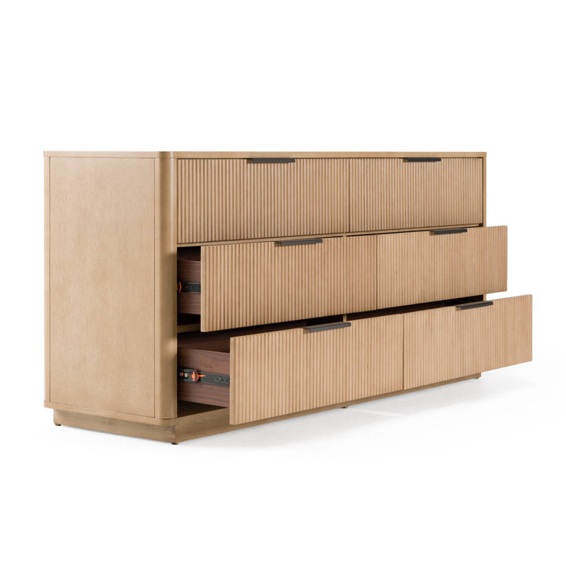 Commode double 6 tiroirs Akira, Chêne blanc