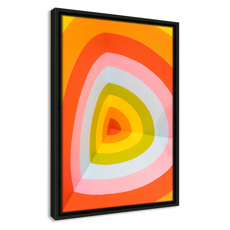Imprimé Sherbet Bullseye par Jason Leung, Pas de tapis, Cadre flottant espresso, H 19,5 po x l 13,5 po x P 2 po