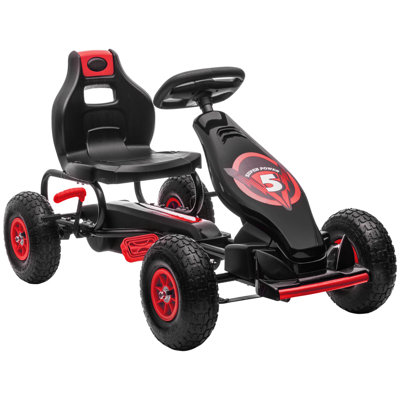 Kids Pedal Go Kart Ride-On Toy With Ergonomic Comfort, Pedal Car With Tough, Wear-Resistant Tread, Go Cart Kids Car With Suspension System, Safety Hand Brake, Ages 5-12
