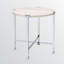 Élégante table de bout en chêne blanc verdoyant et en chrome - Table d'appoint ronde avec support en métal en forme de X pour le salon