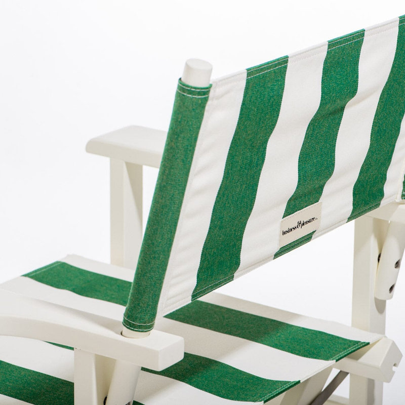Directors Chair Table, Green/White Striped/White