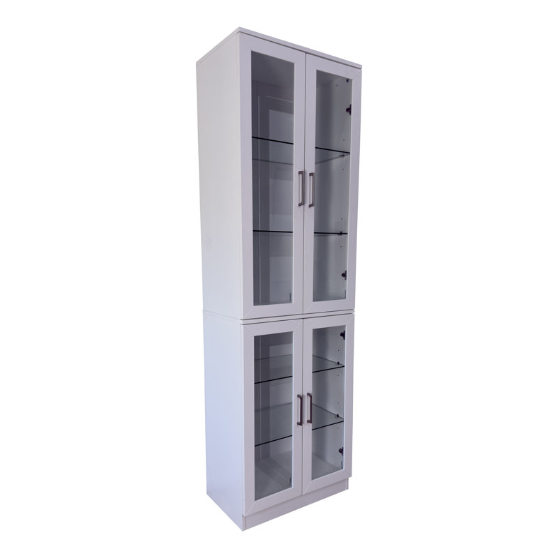 Modular Display Cabinet Top And Bottom, White/Silver