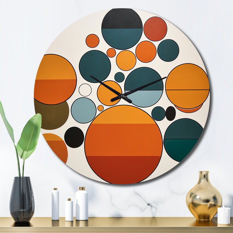 Horloge murale géométrique, horloge décorative rétro Mid-Century - géométrie abstraite rétro Mid-Century, Grand