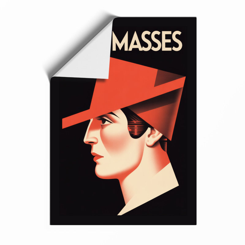 Figure in Red Geometry Art Deco - Framed Print, Unframed, A1 - 84.1 x 59.4 cm