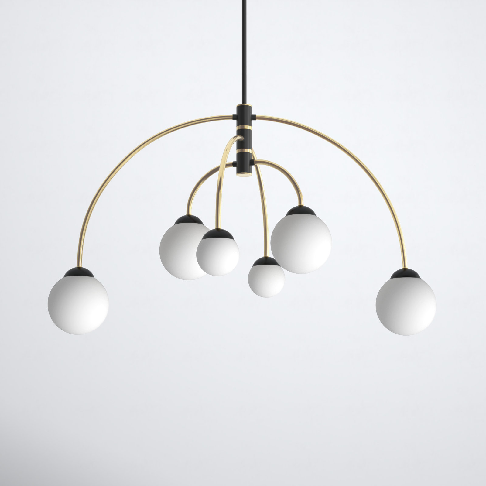 Everard 6 - Light Dimmable Chandelier, Matte Black/Brass