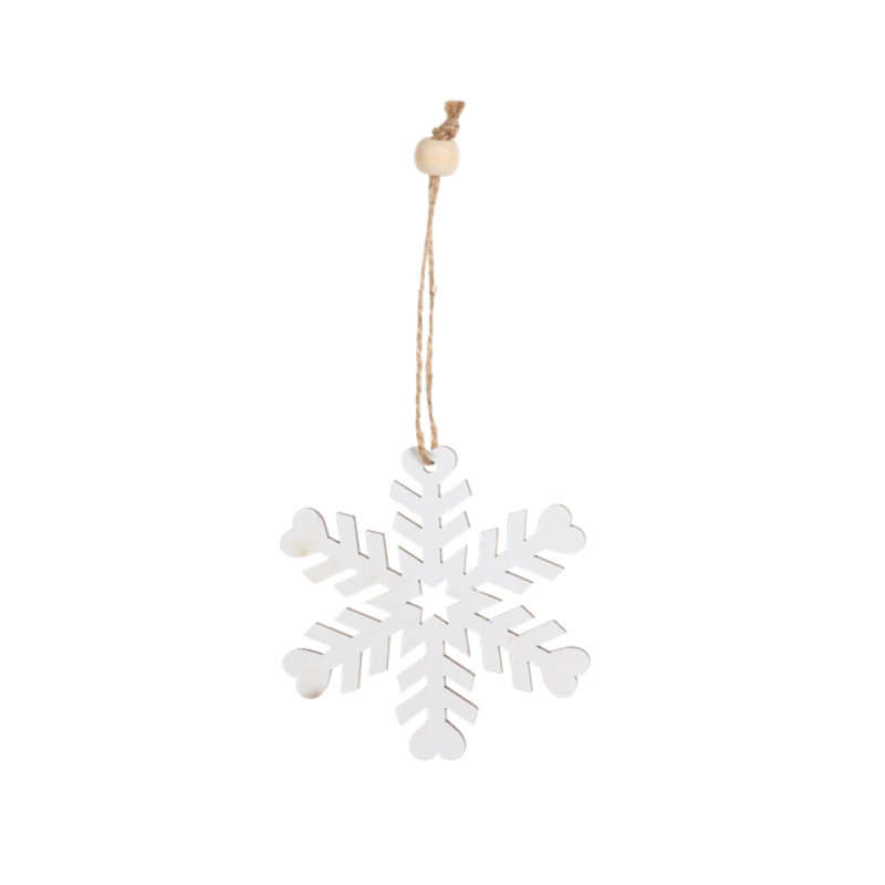 White Wooden Snowflake Ornament Set with Rustic String, 9-Piece