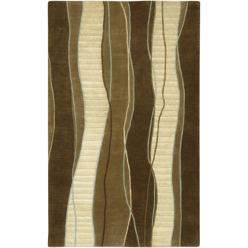 Hierius Wool Striped Indoor Rug, Rectangle 5' x 8'