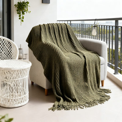 Knitted Throw Blanket For Couch, Soft Farmhouse Decorative Blanket With Tassels, Lightweight And Cozy For Bed, Chair, Or Sofa