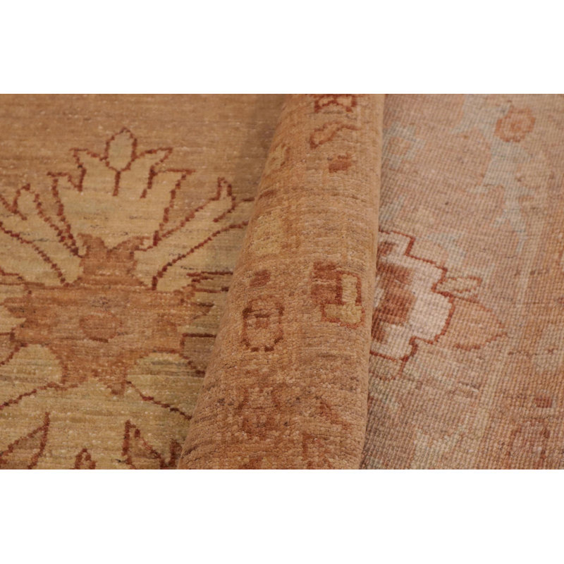 Tapis brun clair en laine noué à la main 10 pi 2 po x 13 pi 8 po Dorr Oriental
