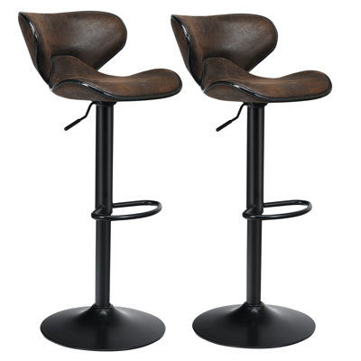 Akinruntan Swivel Upholstered and Faux Leather Adjustable Height Bar Stool with Iron Frame