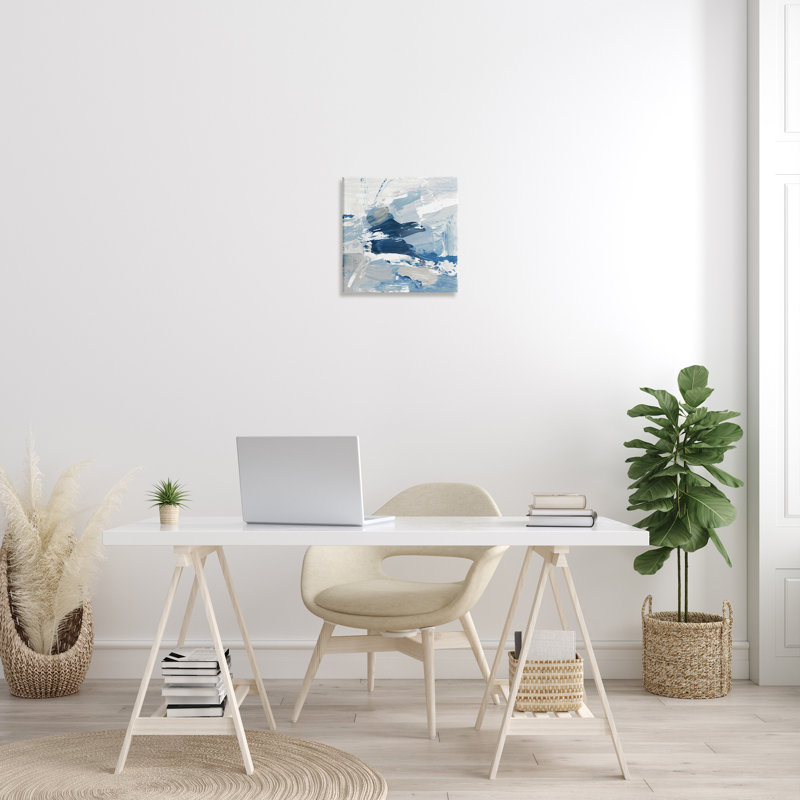 Abstrait bleu brossé, art mural sur toile par Lanie Loreth, H 17 po x l 17 po x P 1,5 po