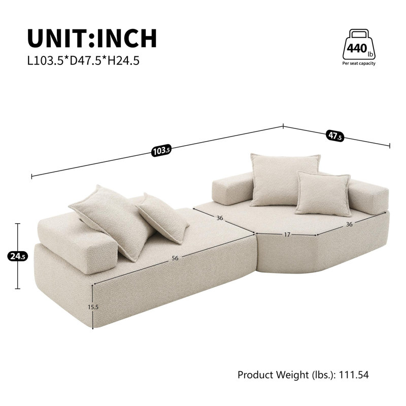 Canapé modulaire 103,5 po Boucle