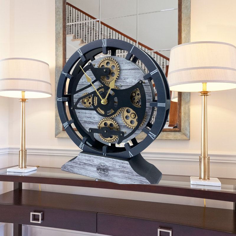 No Style Analogue Fir Solid Wood Quartz Movement / Crystal Tabletop Clock, Silver Grey
