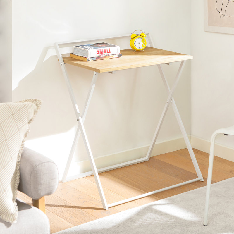 Foldable Plastic / Acrylic Computer Desk, White, Nature