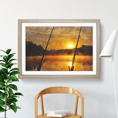 Fishing Rods and Lake - Framed Print