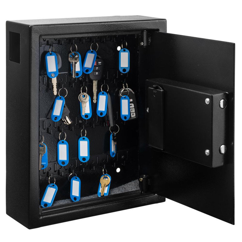 40-Key Steel Digital Lock Key Cabinet with 140 Key Tags, Black