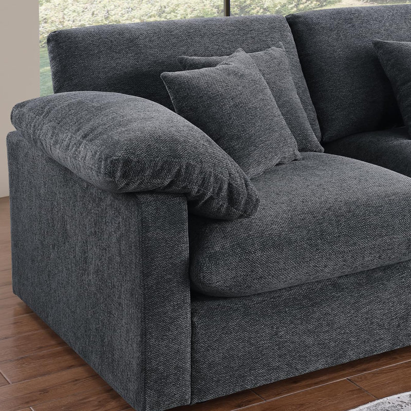 155.7" W 6-Piece Modular Chenille Sectional, Dark Gray Chenille