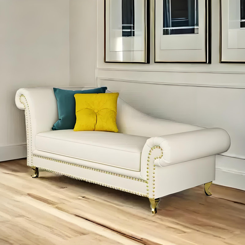 Chaise longue simple, simple, décontractée, confortable et moderne, Orienté à gauche (vu de face), Beige