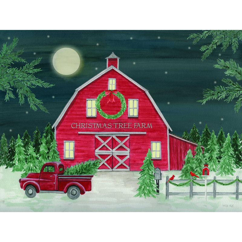 «Gavette Full Moon Christmas Tree Farm», reproduction sur toile tendue, H 8 po x l 12 po